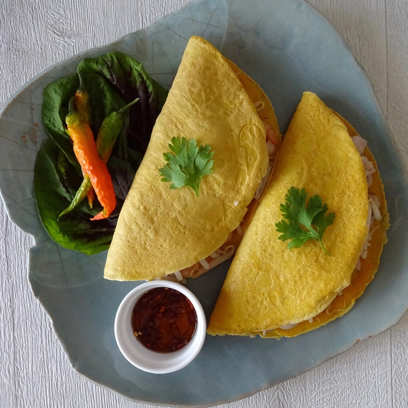 たまごとカレーパウダーで作るベトナム風お好み焼き