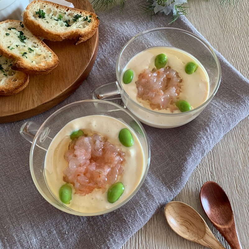 パンに合う！エビと枝豆の豆腐茶碗蒸し