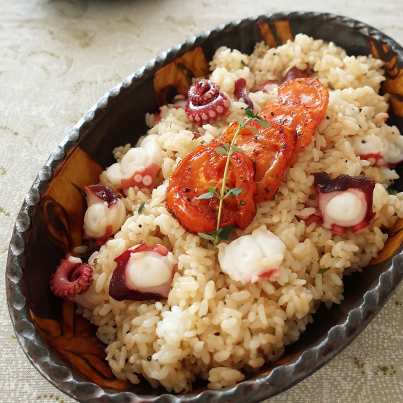 タコのハーブガーリックライス