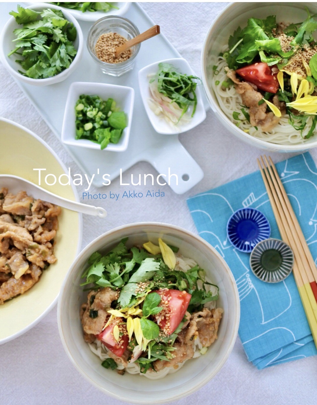 薬味たっぷり豚肉の冷やしまぜ麺