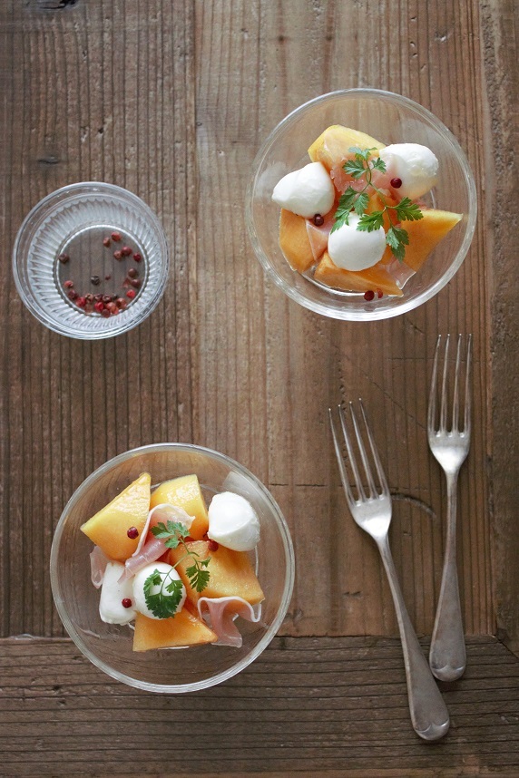 柿と生ハムとモッツァレラのマリネ